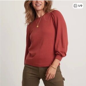 Marine Layer Lexi Rib Puff Sleeve Top Small